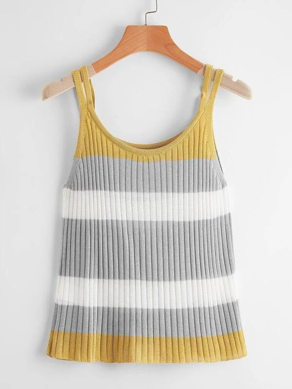 Color Block Rib-knit Cami Top