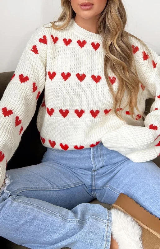 Lovey Red Heart Stripe Jumper