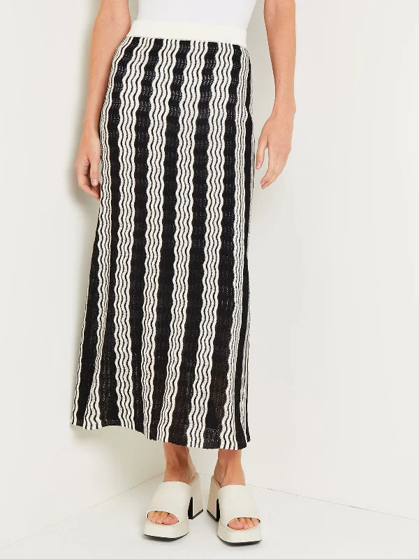 Midi Straight Skirt - Pointelle Intarsia Knit