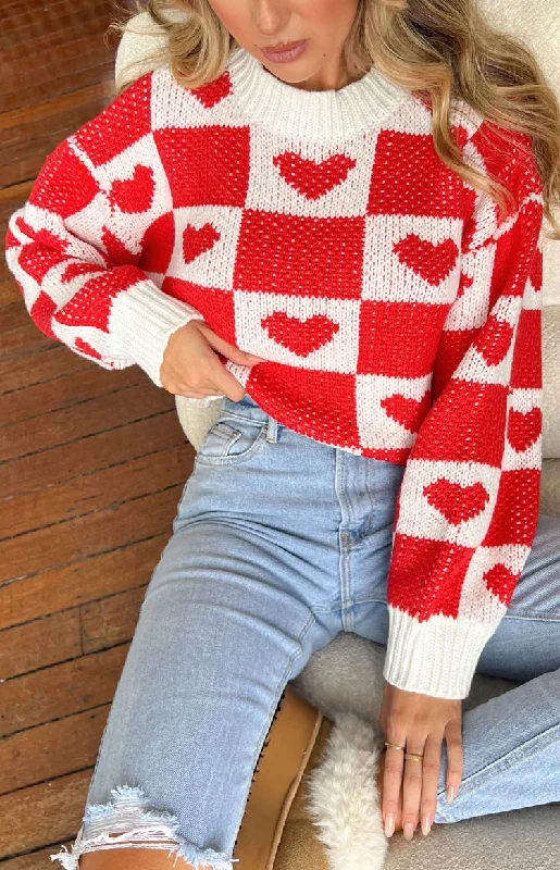 Red Heart Patchwork Jumper