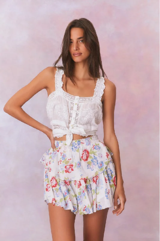 Ruffle Mini Tropical Floral Skirt