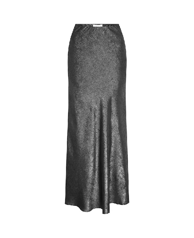 Silver Satin Maxi Skirt