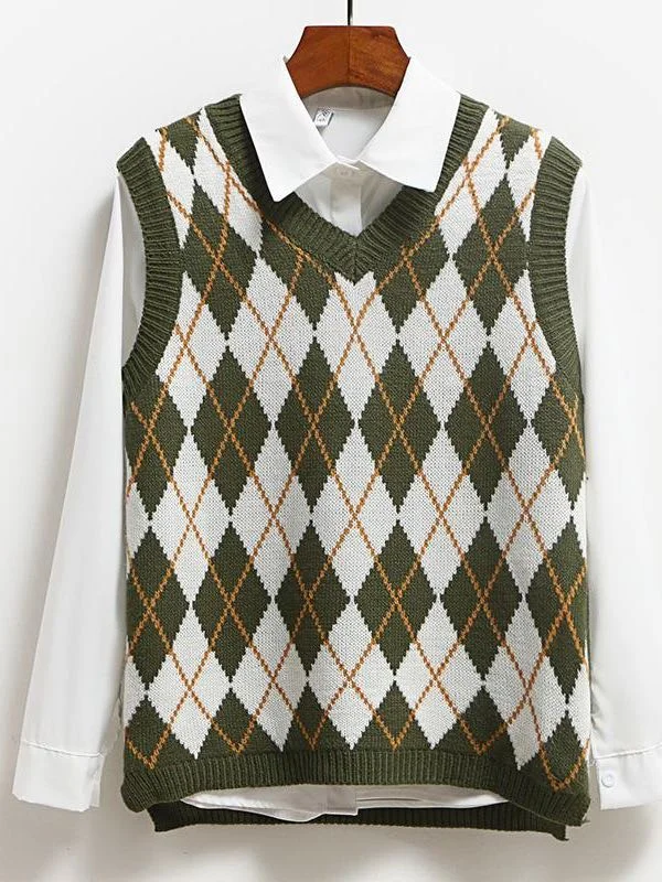 Trendy Women's Check Knitted Vest