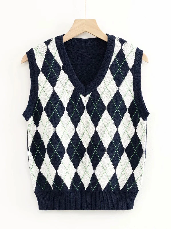 Trendy Women's Check Knitted Vest