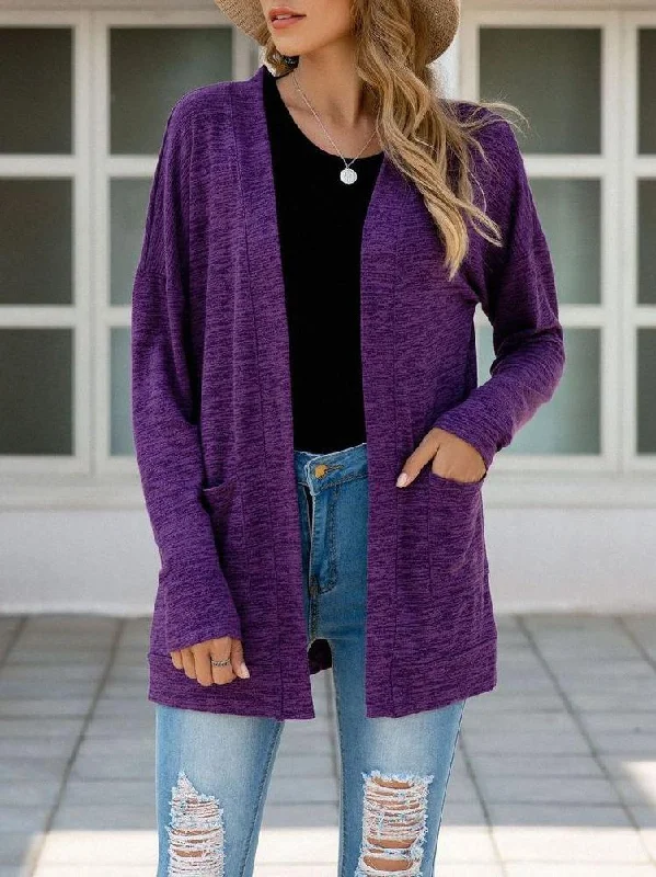 Women's Casual Pure Color Cardigan Sweater