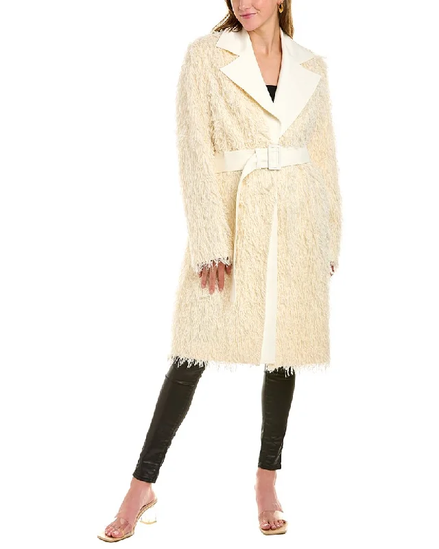 Helmut Lang Wool-Blend Fringe Coat