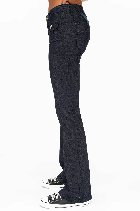 WOMENS MILITARY STYLE BOOT LEG JEANS IN RAW