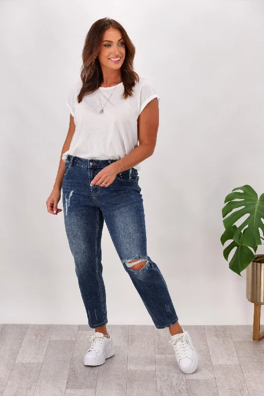 Shine On Label Jonte Boyfriend Jean Washed Indigo