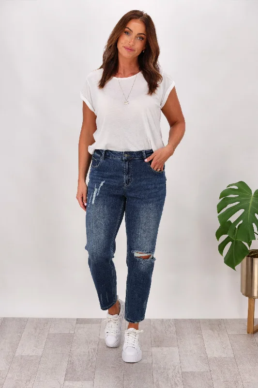 Shine On Label Jonte Boyfriend Jean Washed Indigo