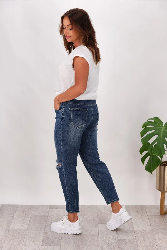 Shine On Label Jonte Boyfriend Jean Washed Indigo