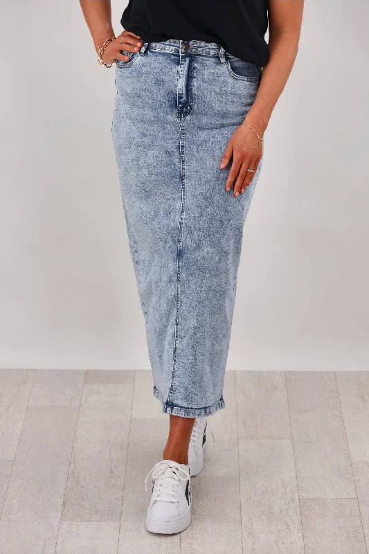 Wakee Erin Denim Skirt Washed Blue