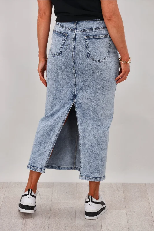 Wakee Erin Denim Skirt Washed Blue