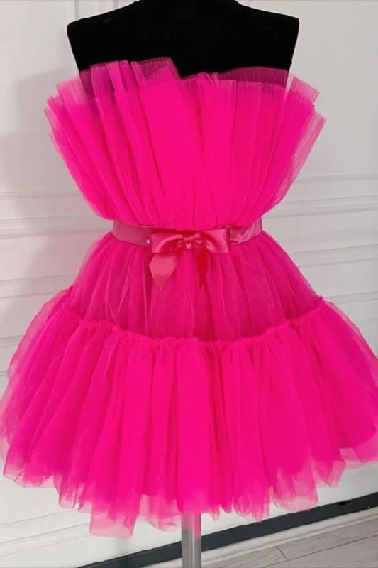 homecoming dress strapless fuchsia short cocktail dress birthday dress   cg11370