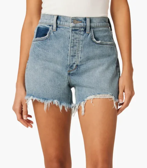 So Soft Medium Wash and Ivory Jean Shorts by Joes Jeans