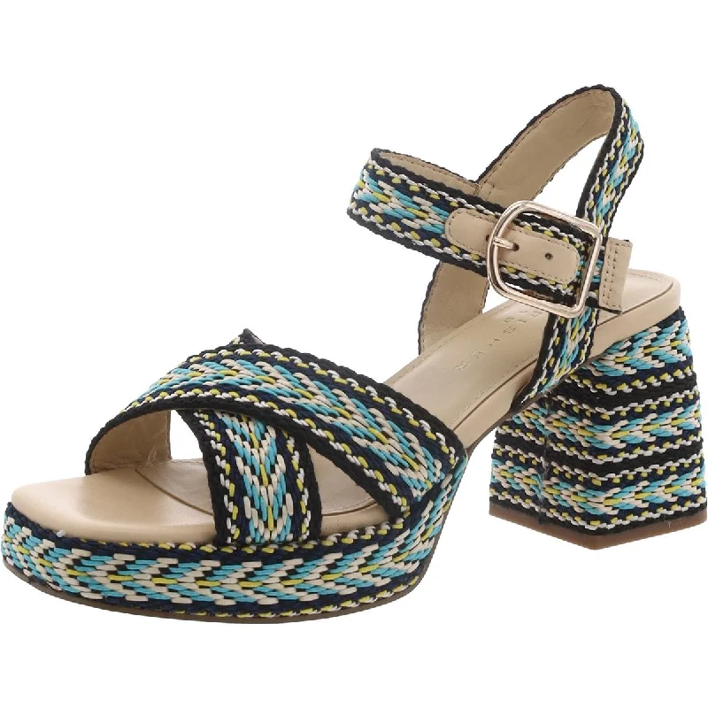 Gemmie2 Womens Woven Ankle Strap Block Heels