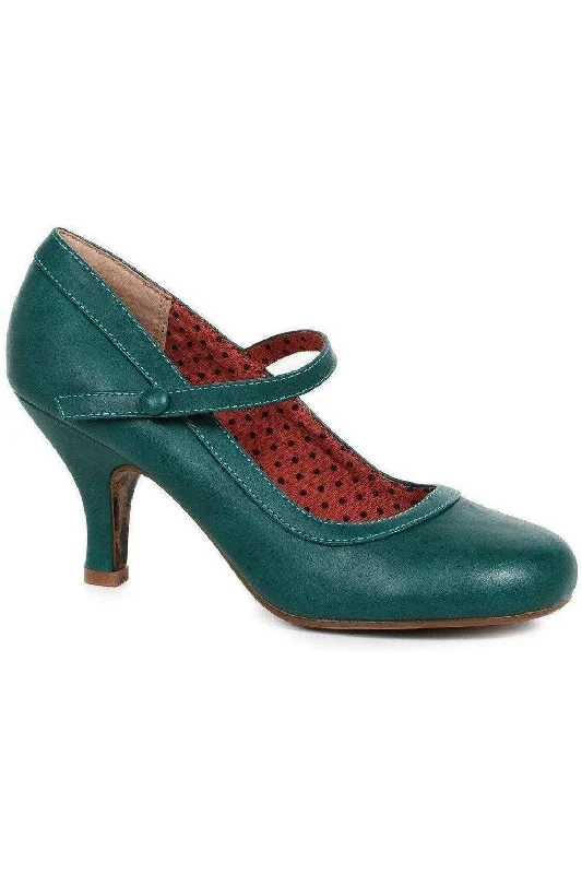 Bettie Page Bettie Vintage Pump  | Green Faux Leather