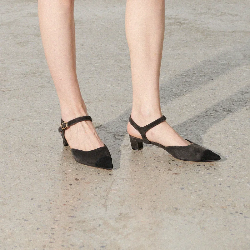 KALMA - suede ankle strap heel