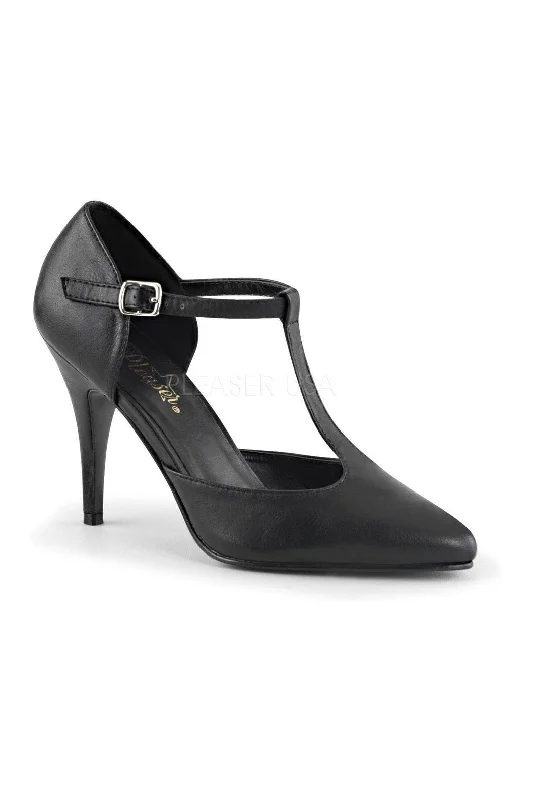 VANITY-415 Pump  | Black Faux Leather