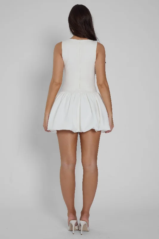 Bisou Bubble Knit Mini Dress - White