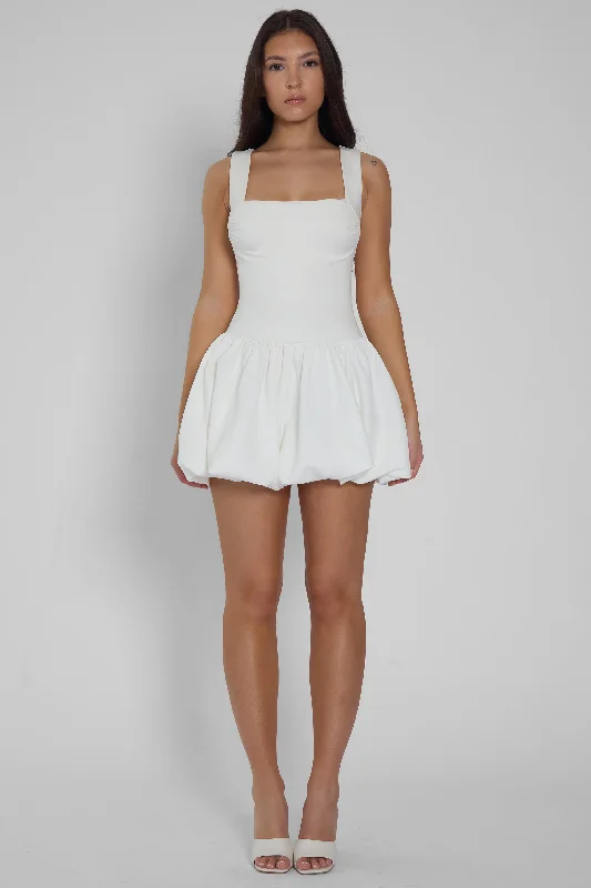 Bisou Bubble Knit Mini Dress - White