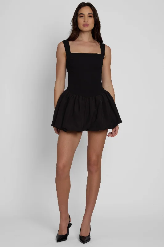 Bisou Bubble Knit Mini Dress - Black