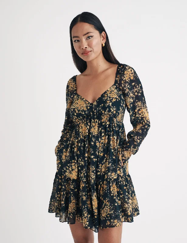 Black Floral Marti Mini Dress