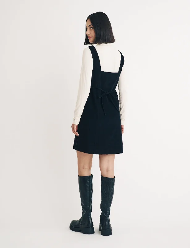 Black Cord Valentina Pinafore Mini Dress