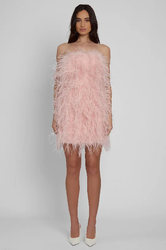 Cloud Feather Mini Dress - Pink