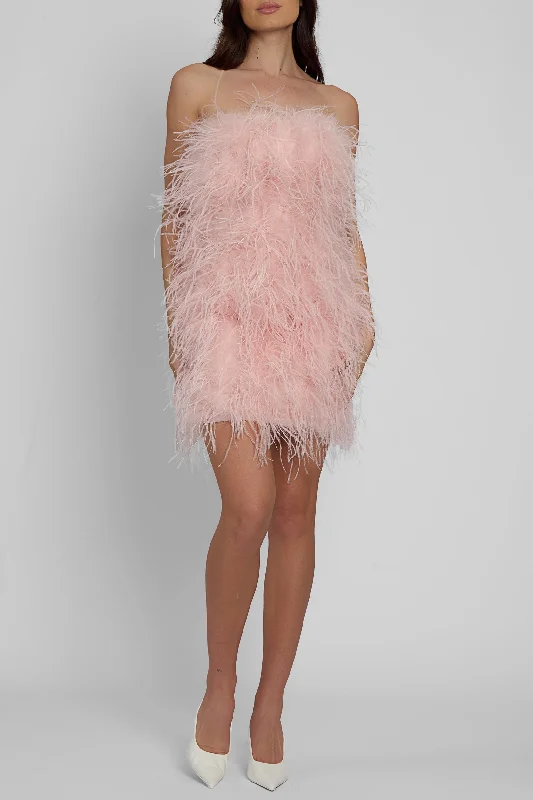 Cloud Feather Mini Dress - Pink