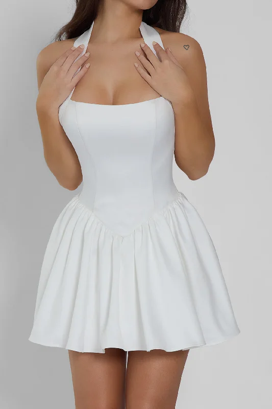 Hyades Halter Corset Mini Dress - White