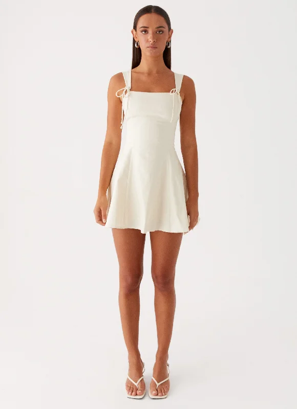 Jamaya Tie Mini Dress - Ivory