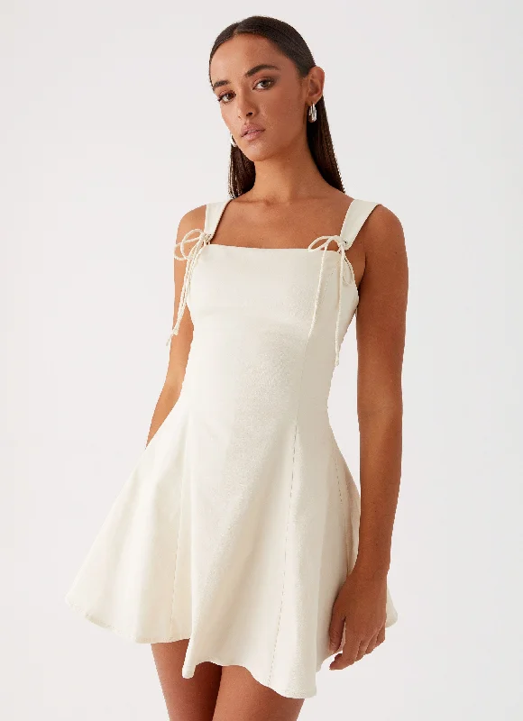 Jamaya Tie Mini Dress - Ivory