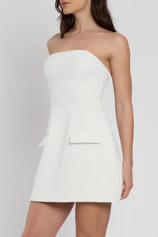 Solene Strapless Pocket Mini Dress - White