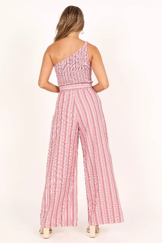 Amilia One Shoulder Jumpsuit - Stripe