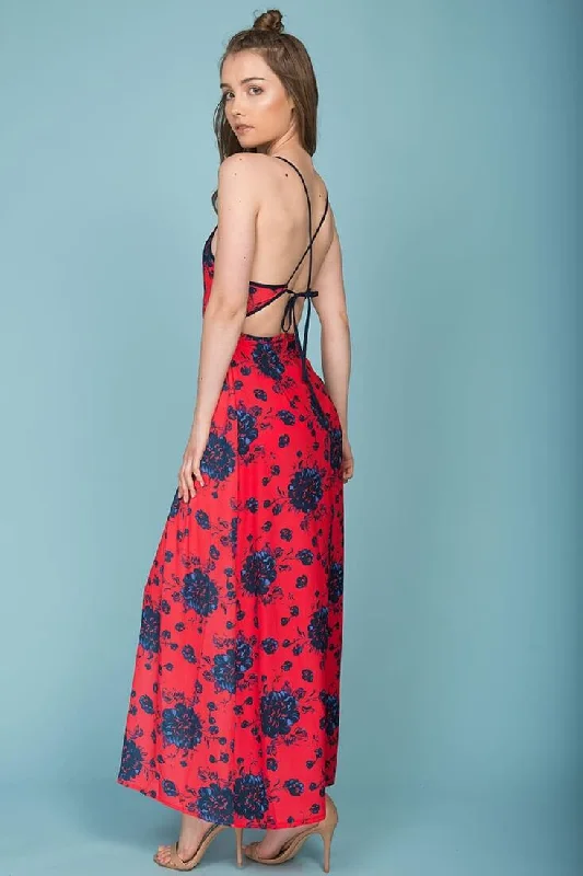 Annika Floral Maxi Romper Red