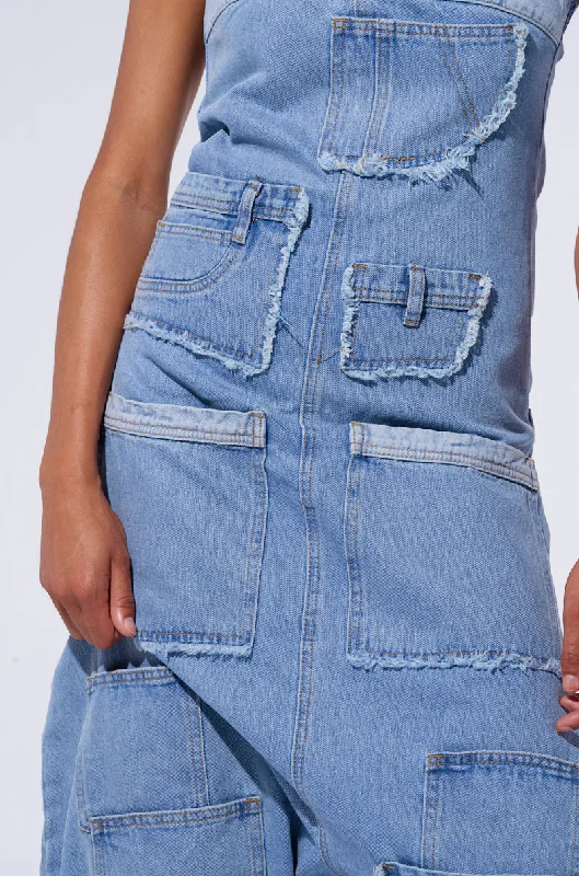 KAI DENIM DROP CROTCH JUMPSUIT