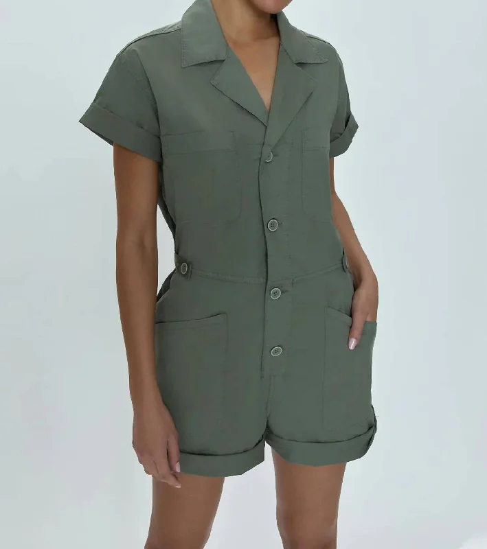 Parker Short Sleeve Romper In Colonel