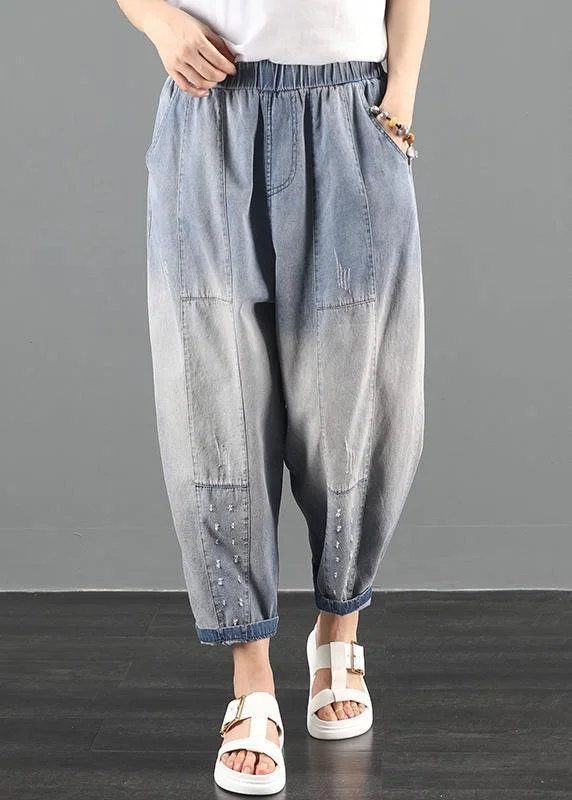 2024 summer dress code loose high waist washed old denim harem pants