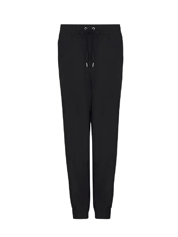 Pull-On Tie Waist Side Stitch Jogger (Black)