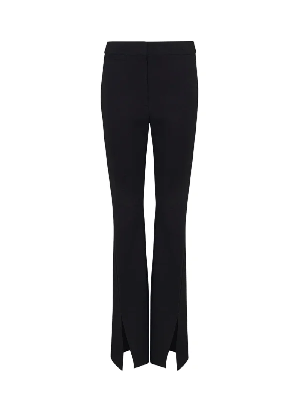 Front Slit Flare Leg Ponte Pant (Black)