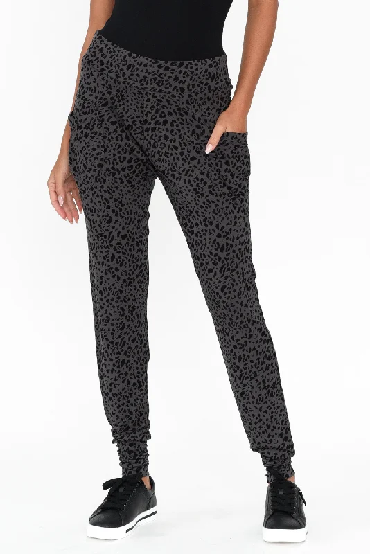 Gaga Grey Leopard Bamboo Sweat Pants