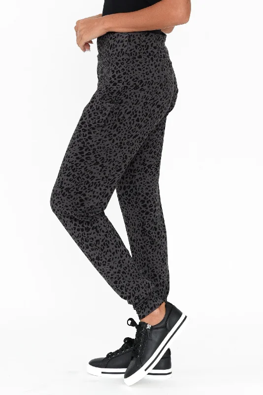 Gaga Grey Leopard Bamboo Sweat Pants