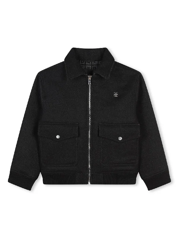 Casual jacket in black wool