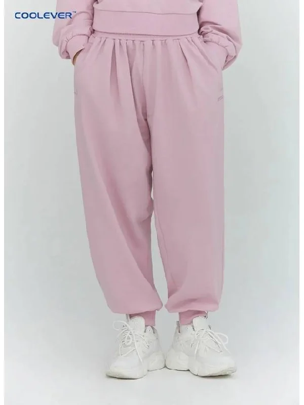 women's pintuck jogger pants pink