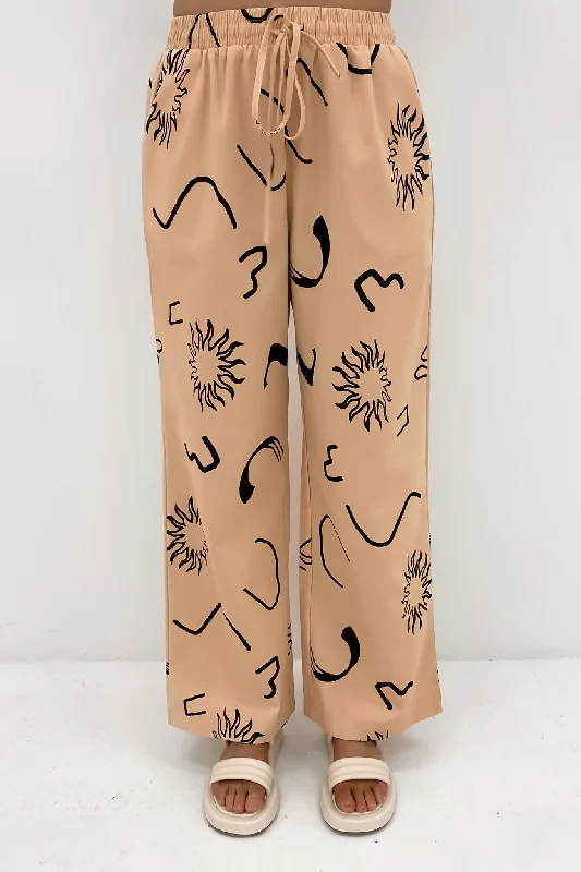 Penny Pant Beige Black Sun Swirl