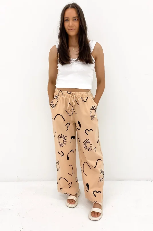 Penny Pant Beige Black Sun Swirl