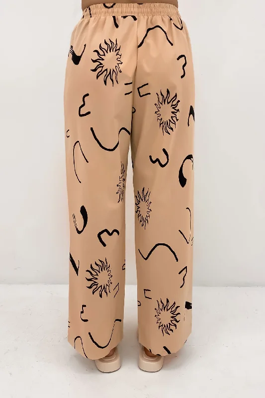 Penny Pant Beige Black Sun Swirl