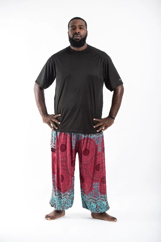 Plus Size Geometric Mandalas Men's Harem Pants in Red