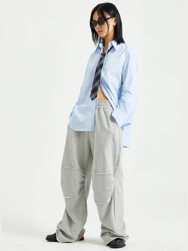 Shirring Sweat Wide Pants Gray