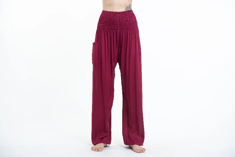 Solid Color Women's Tall Harem Pants in Red